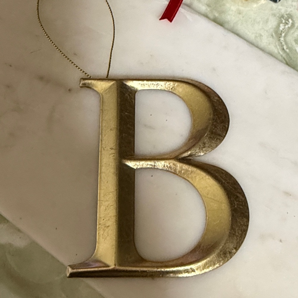 Gold Letter B Holiday Ornament